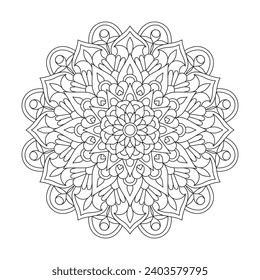 Fashionable adult mandala coloring book page for kdp book interior. Peaceful Petals, Ability to Relax, Brain Experiences, Harmonious Haven, Peaceful Portraits, Blossoming Beauty mandala design.