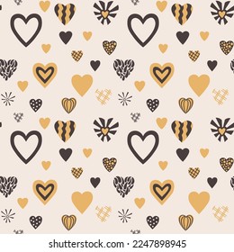 Fashionable animal print. Spotted hearts imitate cheetah fur. Vector background for fabric, textiles, wallpaper, wrapping paper, etc.