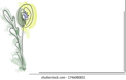 Fashionable art cards with simple field floral elements, dandelion. Template for greetings, invitations, cards or save the date.