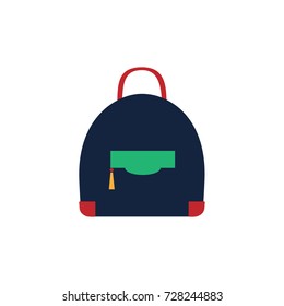 Fashionable backpack. Flat vector illustration in bright colors.