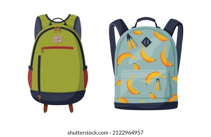 Modischer Rucksack oder Rucksack mit zwei Gurten, die über einen Schultervektorsatz getragen werden