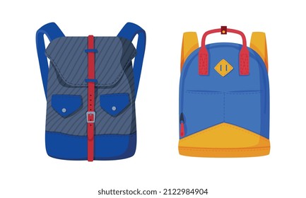 Modischer Rucksack oder Rucksack mit zwei Gurten, die über einen Schultervektorsatz getragen werden