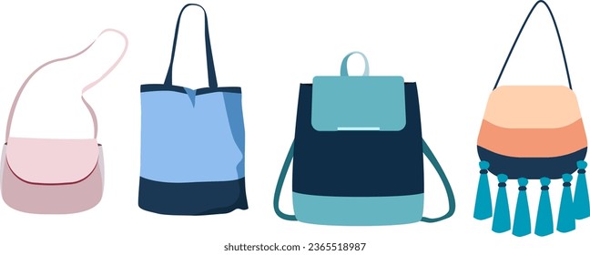 Fashionable bag, trendy bag, bag illustration, vector, isolated with white background