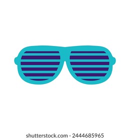 Fashionable beach sunglasses with horizontal bars. Beach glasses. Summer vacation icon. Simple flat cartoon vector isolated on white background