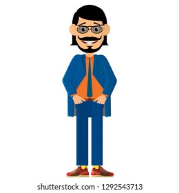Fashionable bearded man with a stylish haircut, mustache and beard. Vector illustration.