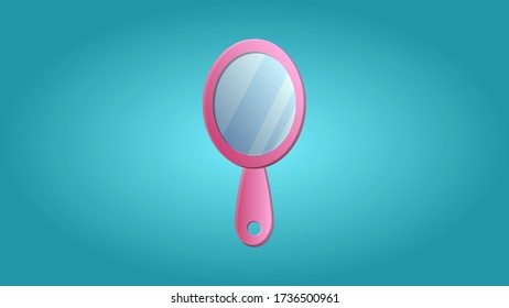 Fashionable beautiful beauty glamorous trendy makeup mirror on a blue background. Vector illustration