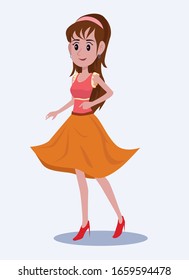 Fashionable beautiful girls. cartoon female characters in stylish clothing various fashion. Vector illustration.