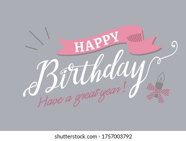 Fashionable birthday card (ribbon frame and candle)