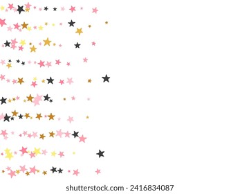 Diseño de vectores de estrella de oro negro rosado de moda. Pequeño estallido espanta elementos decorativos de Noel. Fondo de polvo de estrella de caricatura. Decoración de enhorabuena por partículas de sílice.