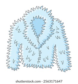 Fashionable blue faux fur jacket isolated vector illustration