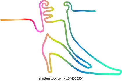 Fashionable boots, continuous line drawing. Home products fashion shoes, stylish curves, minimalism, gradient fill of the contour, shoes, shoes, protection of feet in bad weather, feminine grace
