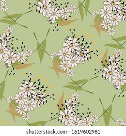 Fashionable bouquet vector pattern with small flowers and leaves