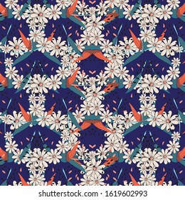 Fashionable bouquet vector pattern with small flowers and leaves