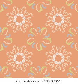 Fashionable branches elegant seamless floral motif pattern, stylized flowers organic print, vector ornate background. Modern floral stylized organic seamless textile vector with flowers and twigs.