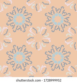 Fashionable branches elegant seamless floral motif pattern, stylized flowers organic print, vector ornate background. Modern floral stylized organic seamless fabric vector with flowers and twigs.