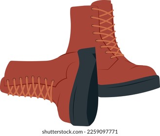 Fashionable brown combat boots isolated on white background for military, outdoor, and fashion, sturdy and stylish design