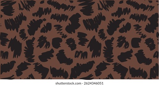 Fashionable brush strokes abstract geo  Seamless Pattern. Stylized Spotted Leopard Skin Background brown coffee  for Fashion, Print, Wallpaper, Fabric. Vector illustration