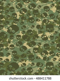 Fashionable camouflage pattern , vector illustration.Millatry print .Seamless vector wallpaper,skull pattern
