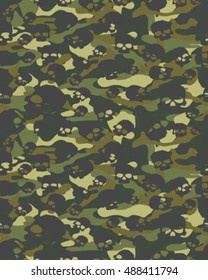 Fashionable camouflage pattern , vector illustration.Millatry print .Seamless vector wallpaper,skull pattern
