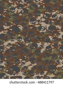 Fashionable camouflage pattern , vector illustration.Millatry print .Seamless vector wallpaper,skull pattern