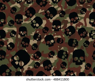 Fashionable camouflage pattern , vector illustration.Millatry print .Seamless vector wallpaper,skull pattern