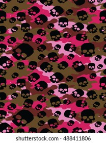 Fashionable camouflage pattern , vector illustration.Millatry print .Seamless vector wallpaper,skull pattern