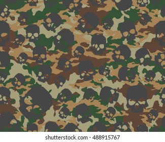 Fashionable camouflage pattern , vector illustration.Millatry print .Seamless vector wallpaper,skull pattern
