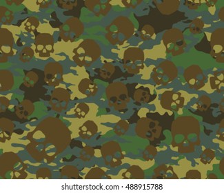 Fashionable camouflage pattern , vector illustration.Millatry print .Seamless vector wallpaper,skull pattern
