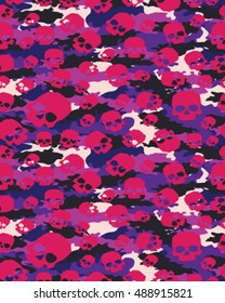 Fashionable camouflage pattern , vector illustration.Millatry print .Seamless vector wallpaper,skull pattern
