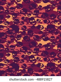 Fashionable camouflage pattern , vector illustration.Millatry print .Seamless vector wallpaper,skull pattern
