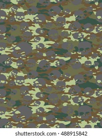Fashionable camouflage pattern , vector illustration.Millatry print .Seamless vector wallpaper,skull pattern

