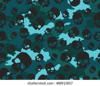 Fashionable camouflage pattern , vector illustration.Millatry print .Seamless vector wallpaper,skull pattern
