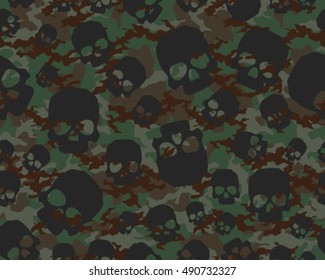 Fashionable camouflage pattern , vector illustration.Millatry print .Seamless vector wallpaper,skull pattern
