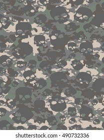 Fashionable camouflage pattern , vector illustration.Millatry print .Seamless vector wallpaper,skull pattern
