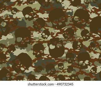 Fashionable camouflage pattern , vector illustration.Millatry print .Seamless vector wallpaper,skull pattern
