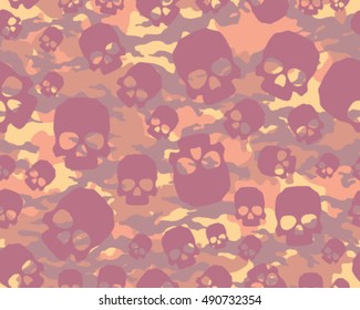 Fashionable camouflage pattern , vector illustration.Millatry print .Seamless vector wallpaper,skull pattern
