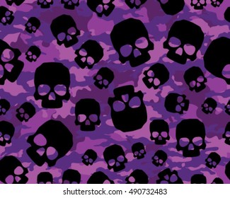 Fashionable camouflage pattern , vector illustration.Millatry print .Seamless vector wallpaper,skull pattern
