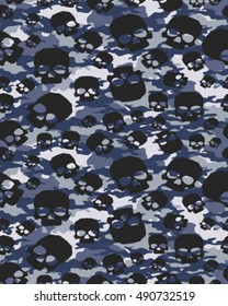 Fashionable camouflage pattern , vector illustration.Millatry print .Seamless vector wallpaper,skull pattern
