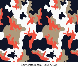 Fashionable camouflage pattern, vector illustration.Millatry print .Seamless vector wallpaper