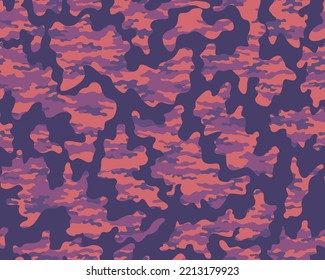 
Fashionable camouflage, purple background, street pattern for textiles.