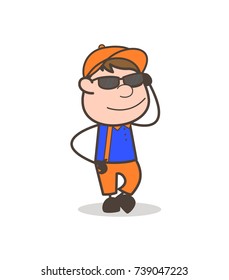 Fashionable Cartoon Carpenter Worker Character