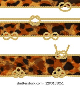 fashionable chain and rope pattern, leopard print,vector illustration