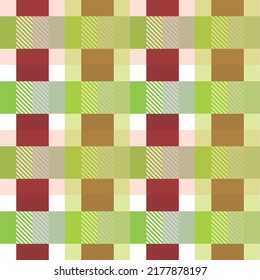 fashionable checkered pattern of light green, brown, gray, white colors for spring and summer. Seamless bright checkered set for picnic blankets, gift paper, tablecloths and other modern holiday fashi