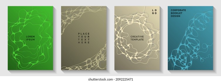Fashionable club party flyers. Smooth waves network textures. Trendy notebook vector layouts. Disco party posters and banners fluid wavy graphic design.