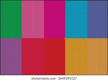Coleção na moda de amostras de sombras de néon de malha.
Amostras de fundo de malha para decorar roupas quentes de malha, malhas, padrões, textos de escrita. Publicidade. Ilustração vetorial