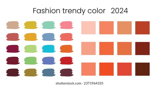 Fashionable color palette 2024. Forecast of trendy colors for 2024, fashionable colors of the season. Vector design illustration