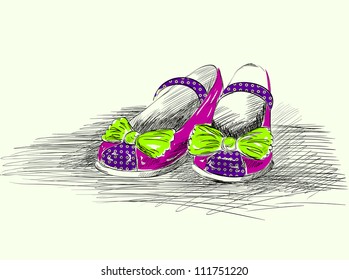 Fashionable color shoes for little girls.