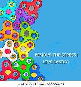 A fashionable congratulatory banner with information about Spinning Spinner. Flat Vector Illustration in cartoon style