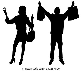 fashionable couple with shopping bags