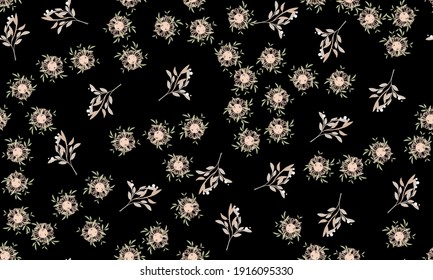Fashionable cute pattern in native flowers on color background. Flower seamless surface design for textiles, fabrics, covers, wallpapers, print, gift wrapping or any purpose
